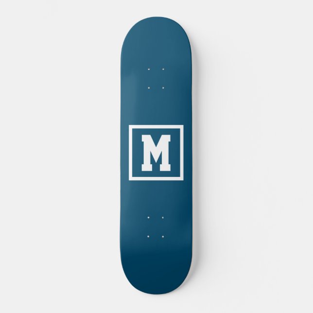 Create Your Own Monogram Template Blue and White Skateboard (Front)