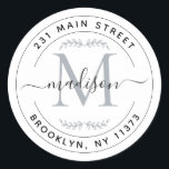 Create Your Own Monogram Wreath Return Address Classic Round Sticker<br><div class="desc">Create Your Own Round Monogram Script Return Address Classic Round Sticker</div>