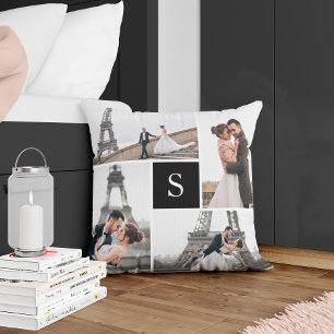 Create Your Own Monogrammed 5-Photo Collage Cushion