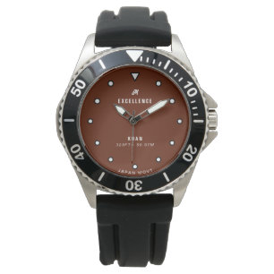 Create Your Own Monogrammed Brown Typography Mens Watch