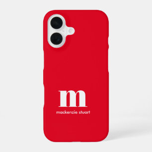 Create Your Own Monogrammed Modern Initials Red iPhone 16 Case