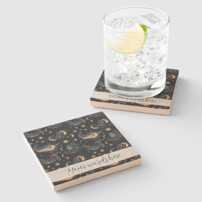Create Your Own Moon Goddess Celestial Stone Coaster (Side)
