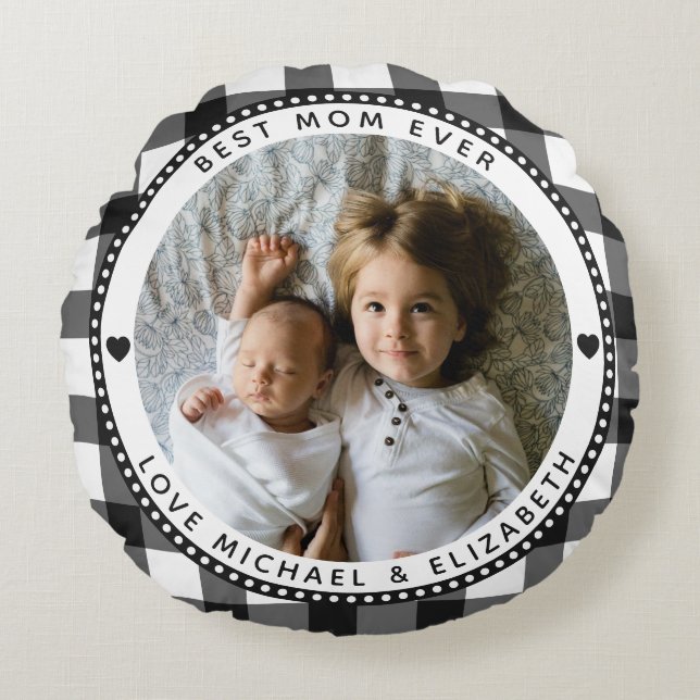 Create Your Own Mother's Day Best Mum Ever Photo Round Cushion (Front)