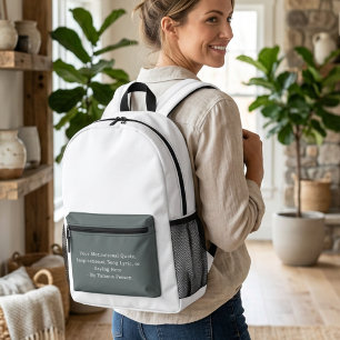 Create Your Own Motivational Quote Inspirational Printed Backpack