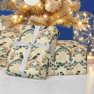 Create Your Own Mulitcolored Arches Birds Floral Wrapping Paper