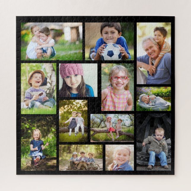 Create Your Own Multi Photo Collage Black  Jigsaw Puzzle (Vertical)