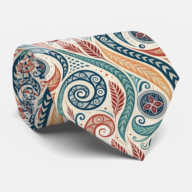 Create Your Own Multicolored Festive Tribal Tie (Rolled)