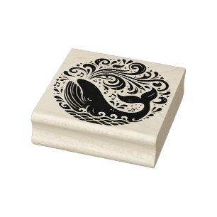 Create Your Own Musical Lunar Whale Filigree Waves Rubber Stamp