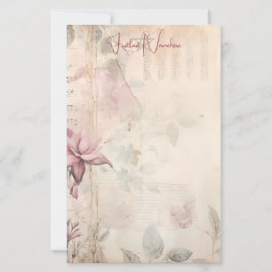 Create Your Own Musical Pink Flower Garden Stationery