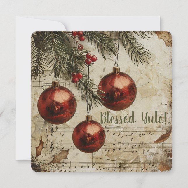 Create Your Own Musical Solstice Baubles & Pine Card (Front)