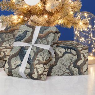 Create Your Own Mysterious Gothic Ravens Trees Wrapping Paper