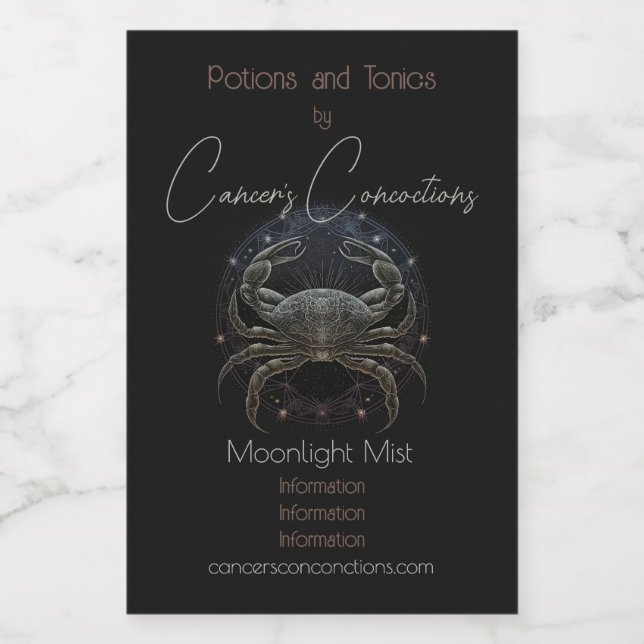 Create Your Own Mystical Astrology Cancer Zodiac Wine Label (Single Label)