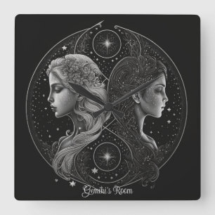 Create Your Own Mystical Astrology Gemini Zodiac Square Wall Clock