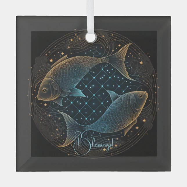 Create Your Own Mystical Astrology Pisces Zodiac Glass Tree Decoration (Front)