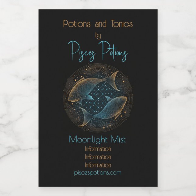 Create Your Own Mystical Astrology Pisces Zodiac Wine Label (Single Label)
