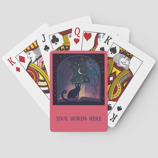 Create Your Own Mystical Black Cat Magic Window Playing Cards (Back)