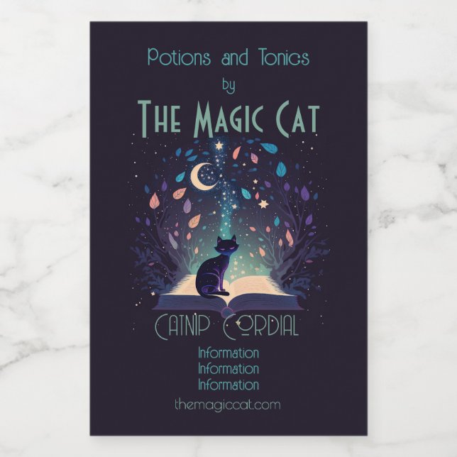 Create Your Own Mystical Black Cat Magic Wine Label (Single Label)