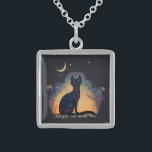 Create Your Own Mystical Black Cat Silhouette Sterling Silver Necklace<br><div class="desc">This enchanting amulet features mystical & magical artwork that you can customise by personalising them to wear for protection, power or as a ritual token. They also make terrific gifts for friends, family & your sister witches. Inspired by a desire to help others express themselves: their moods, thoughts, feelings, beliefs...</div>
