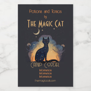 Create Your Own Mystical Black Cat Silhouette Wine Label