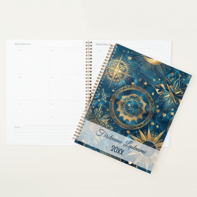 Create Your Own Mystical Blue & Gold Celestial Planner (Display)