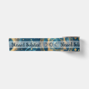 Create Your Own Mystical Blue & Gold Celestial Satin Ribbon
