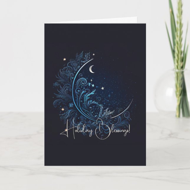Create Your Own Mystical Blue Moon Holiday Card (Front)