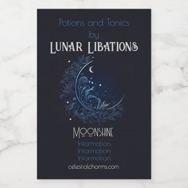 Create Your Own Mystical Blue Moon Wine Label (Single Label)
