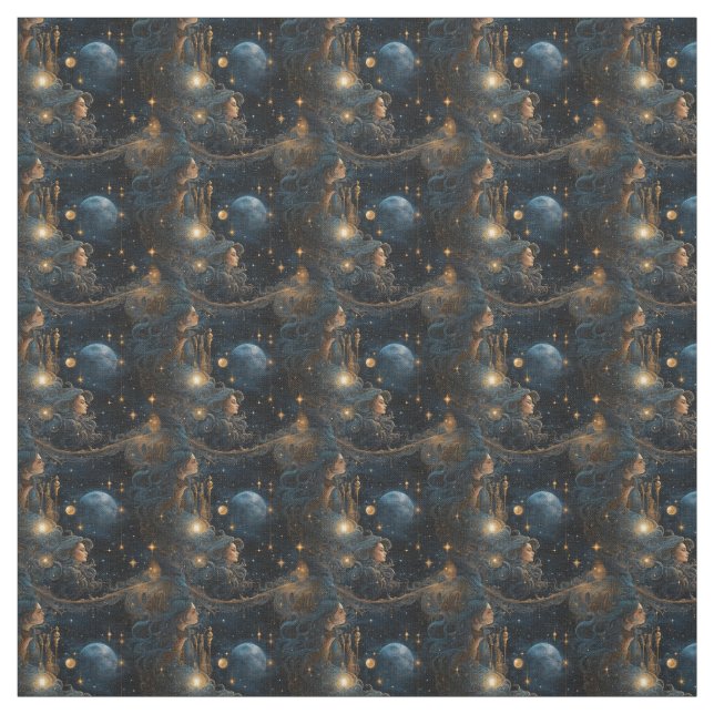 Create Your Own Mystical Full Moon Goddesses Fabric (Swatch)