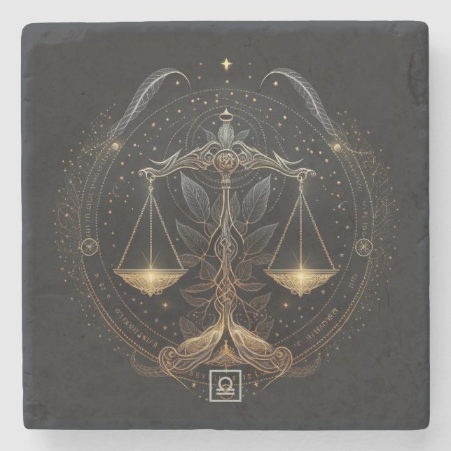 Create Your Own Mystical Libra Stone Coaster (Front)