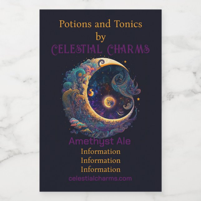 Create Your Own Mystical Mermaid Moon Wine Label (Single Label)