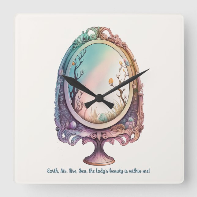 Create Your Own Mystical Mirror Square Wall Clock (Front)