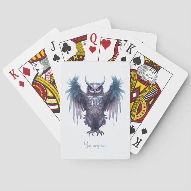 Create Your Own Mystical Purple Owl Playing Cards (Back)