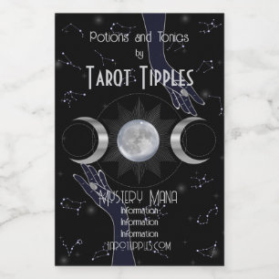 Create Your Own Mystical Silver Triple Moon Tarot Wine Label