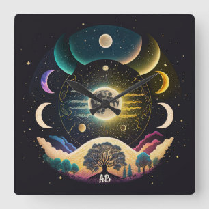 Create Your Own Mystical Sonic Moon Waves Square Wall Clock