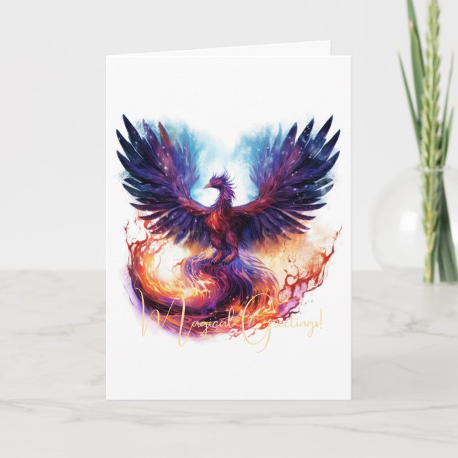 Create Your Own Mythical Phoenix Firebird Card (Front)