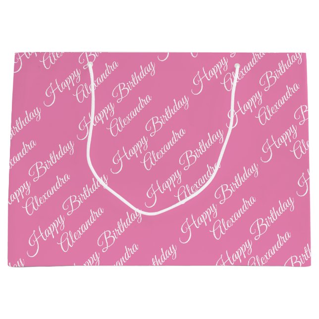 Create Your Own Name Birthday Girl Large Gift Bag (Front)