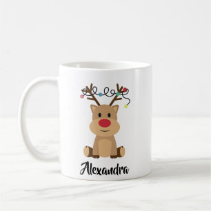 Create Your Own Name Funny Reindeer Christmas  Coffee Mug
