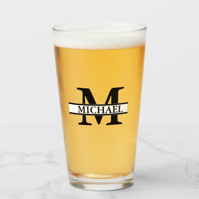 Create Your Own Name Monogram Beer Glass (Front Filled)