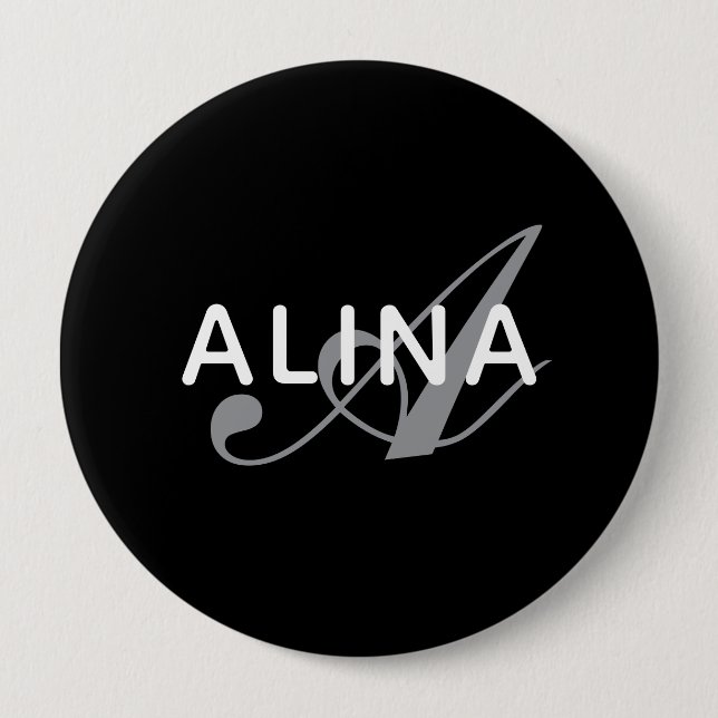 Create Your Own Name Monogram Design 4'' Round 10 Cm Round Badge (Front)