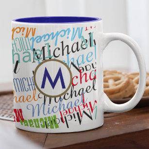 Create your own name pattern color Two-Tone coffee mug