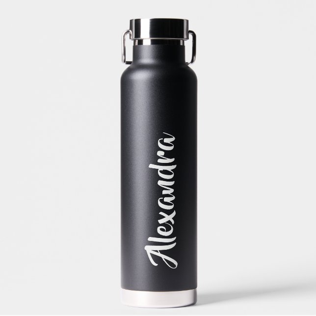 Create Your Own Name Script Black Wedding  Water Bottle (Front)