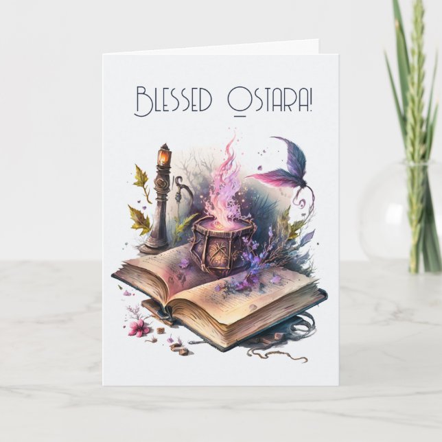 Create Your Own Nature Magic Spell Book Holiday Card (Front)