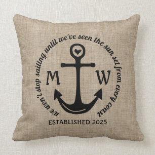Create Your Own Nautical Anchor Heart Coastal Logo Cushion