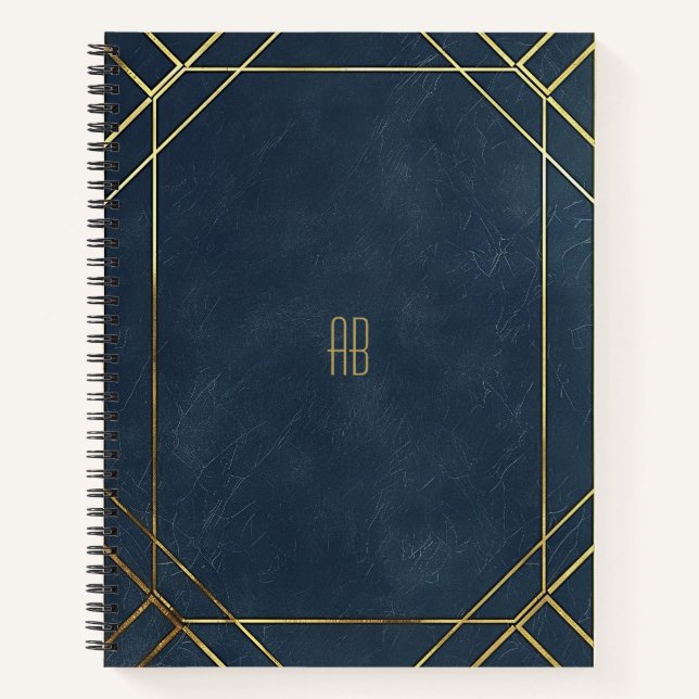 Create Your Own Navy Blue & Gold Notebook (Front)