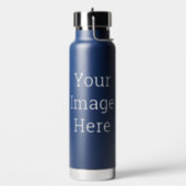 Custom Water Bottle Style: Thor Copper Vacuum Insulated Bottle, Size: Water Bottle  (740 ml) - w/ pop-up straw, Color: Navy (Left)