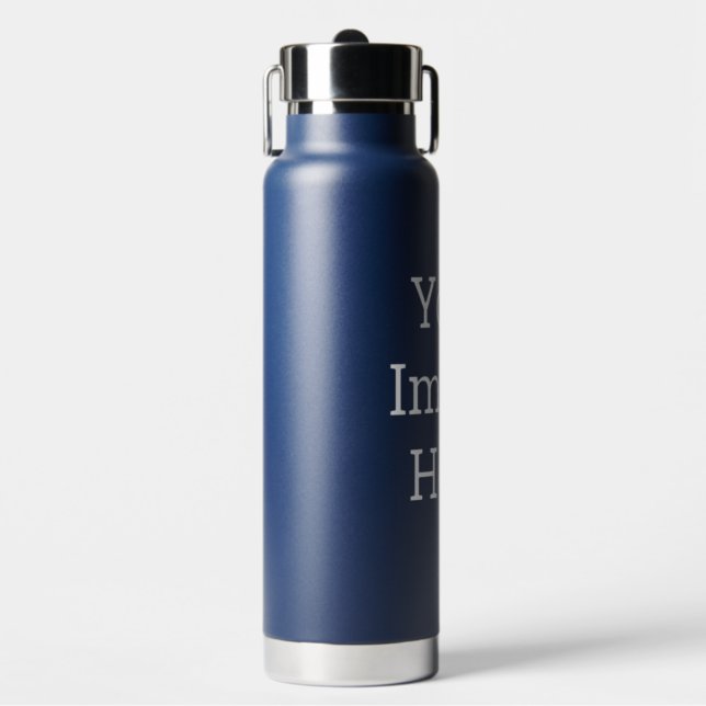 Custom Water Bottle Style: Thor Copper Vacuum Insulated Bottle, Size: Water Bottle  (740 ml) - w/ pop-up straw, Color: Navy (Front)