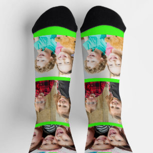 Create Your Own Neon Green Frame 3 Photo Collage Socks