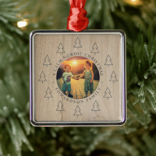 Create your own nordic family photo christmas metal ornament