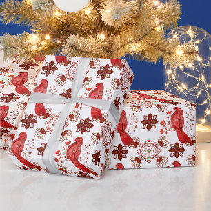 Create Your Own Nordic Red Cardinal Wrapping Paper