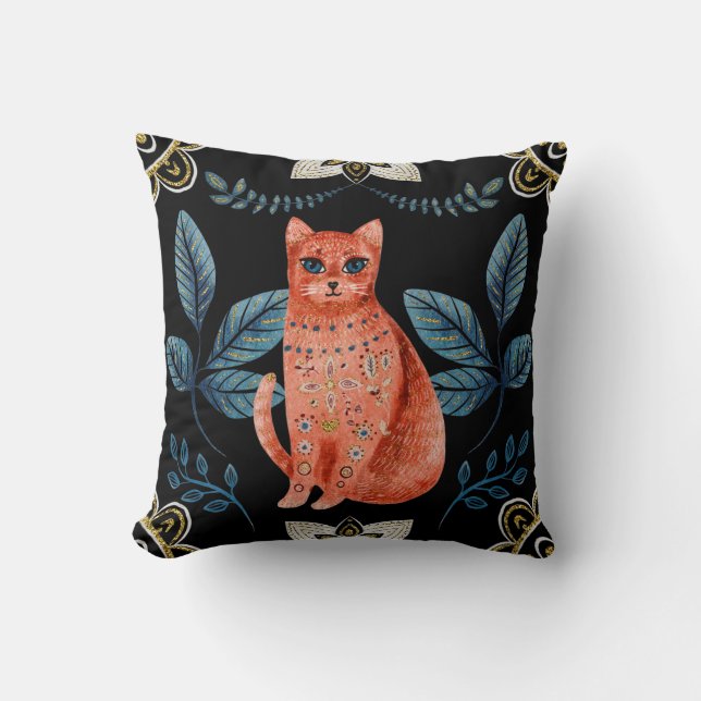 Create Your Own Nordic Red Cat Cushion (Front)
